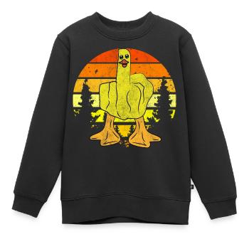 Lustige Mittelfinger Ente - Kinder Premium Organic Sweatshirt - Schwarz - Vorne - AI Model Kid Female (0cm)