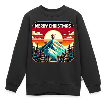 Weihnachtsmann auf dem Berg mit Sternenhimmel - Kinder Premium Organic Sweatshirt - Schwarz - Vorne - AI Model Kid Female (0cm)