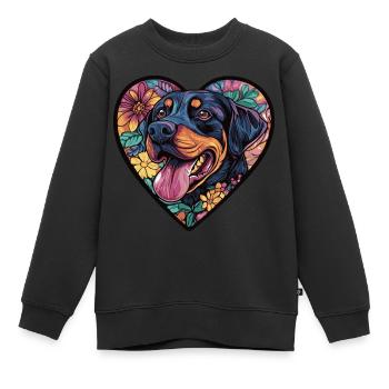 Rottweiler Chien Coeur Amour Chien - Sweat Premium enfant bio - noir - Devant - AI Model Kid Female (0cm)