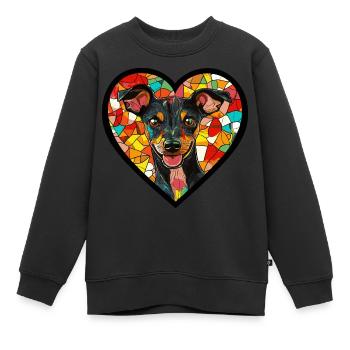 Pinscher Chien Coeur Chien Amour - Sweat Premium enfant bio - noir - Devant - AI Model Kid Female (0cm)