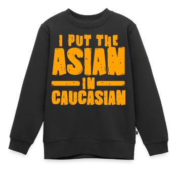 J’ai mis l’Asiatique dans la blague asiatique caucasienne - Sweat Premium enfant bio - noir - Devant - AI Model Kid Female (0cm)