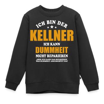Kellner - ich kann Dummheit nicht reparieren - Kinder Premium Organic Sweatshirt - Schwarz - Vorne - AI Model Kid Female (0cm)
