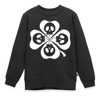 Totenköpfe und weißes vierblättriges Kleeblatt - Kinder Premium Organic Sweatshirt - Schwarz - Vorne - AI Model Kid Female (0cm)