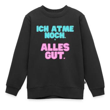 Ich_atme_noch - Kids Premium Organic Sweatshirt - black - Front - AI Model Kid Female (0cm)