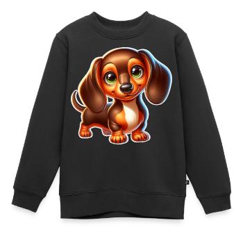 Dackel - Kinder Premium Organic Sweatshirt - Schwarz - Vorne - AI Model Kid Female (0cm)