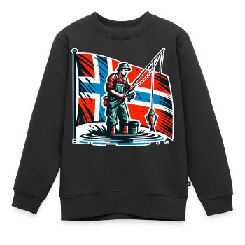 Drapeau de Norvège Angler - Sweat Premium enfant bio - noir - Devant - AI Model Kid Female (0cm)