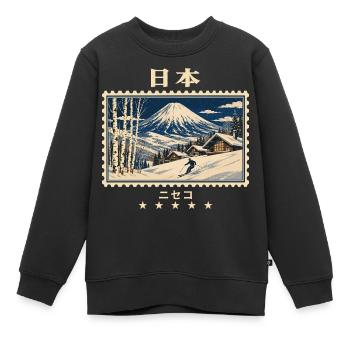 Japan Niseko Vintage Reisemarke - Kinder Premium Organic Sweatshirt - Schwarz - Vorne - AI Model Kid Female (0cm)
