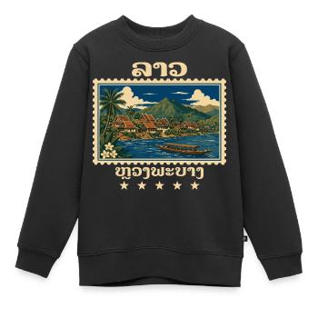 Laos Luang Prabang Marque de voyage vintage - Sweat Premium enfant bio - noir - Devant - AI Model Kid Female (0cm)