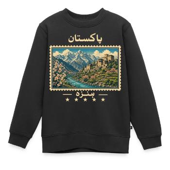 Pakistan Hunza Vintage Reisemarke - Kinder Premium Organic Sweatshirt - Schwarz - Vorne - AI Model Kid Female (0cm)