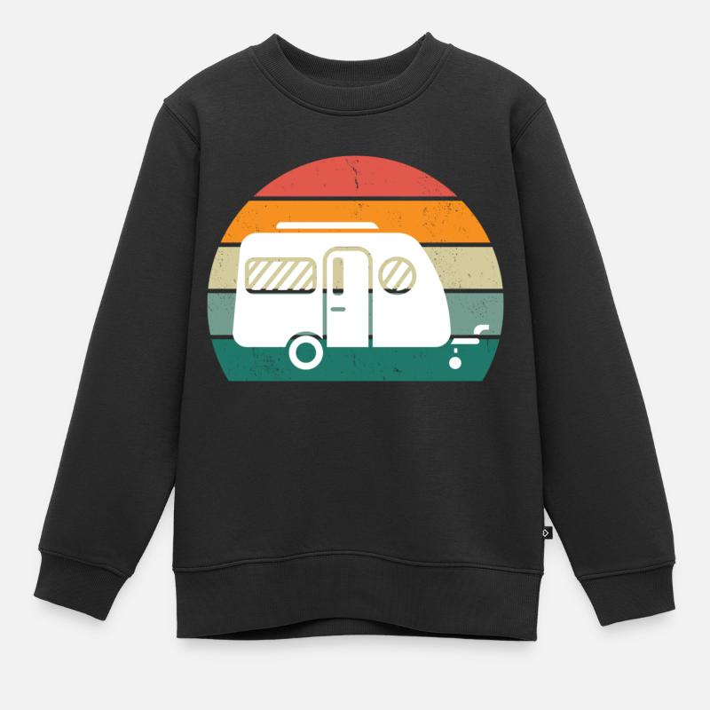 Retro Wohnwagen - Kinder Premium Organic Sweatshirt - Schwarz