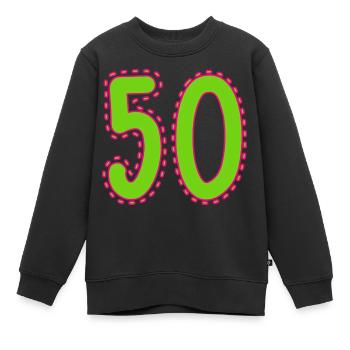 50. 50 ANS. 50e ANNIVERSAIRE. ANNIVERSAIRE 50 ANS. - Sweat Premium enfant bio - noir - Devant - AI Model Kid Female (0cm)