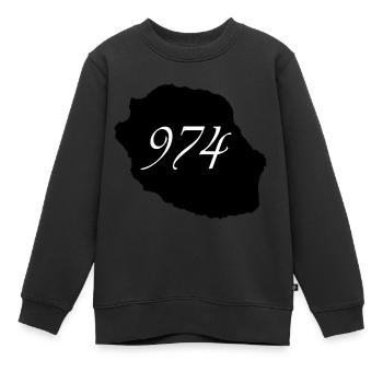 île de la réunion 974 blanc - Sweat Premium enfant bio - noir - Devant - AI Model Kid Female (0cm)