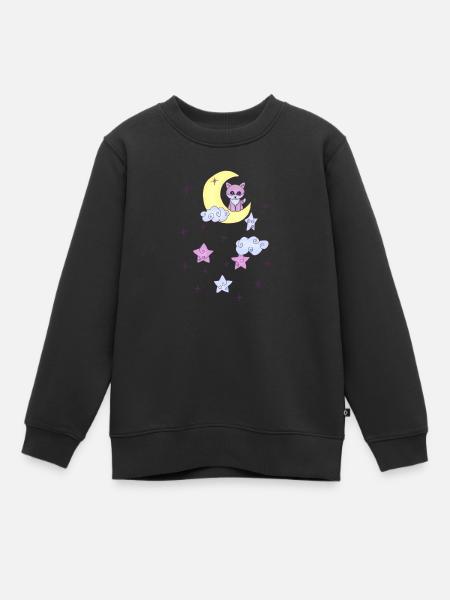 Fuchs im Mond - Kinder Premium Organic Sweatshirt - Schwarz