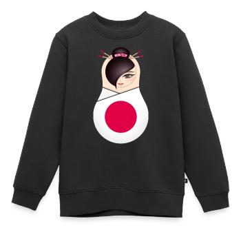 Matroschka  - Team Japan - Kinder Premium Organic Sweatshirt - Schwarz - Vorne - AI Model Kid Female (0cm)