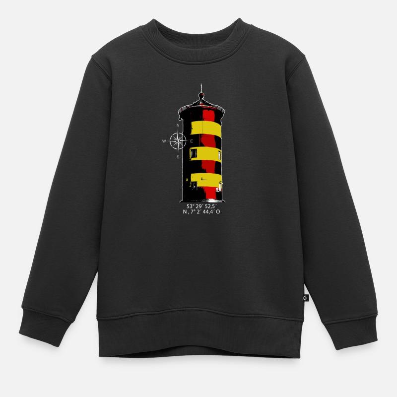 Leuchtturm Pilsum - Kinder Premium Organic Sweatshirt - Schwarz