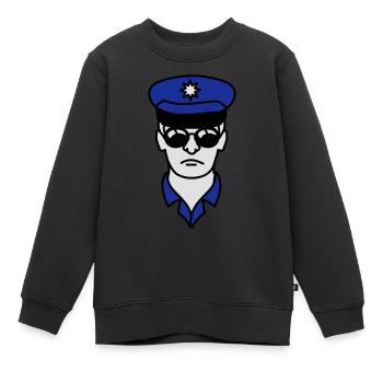 Tête de visage homme police cool - Sweat Premium enfant bio - noir - Devant - AI Model Kid Female (0cm)