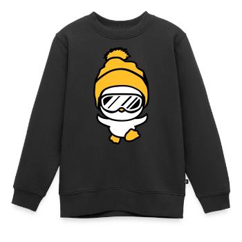 winter kueken vogel spass rennen laufen klein sues - Kinder Premium Organic Sweatshirt - Schwarz - Vorne - AI Model Kid Female (0cm)