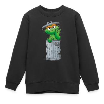 Sesamstraße Oscar Mülltonne - Kinder Premium Organic Sweatshirt - Schwarz - Vorne - AI Model Kid Female (0cm)