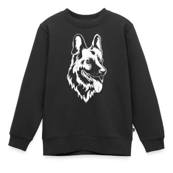 chien de race berger allemand - Sweat Premium enfant bio - noir - Devant - AI Model Kid Female (0cm)