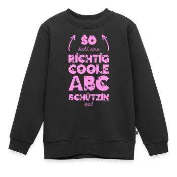 👩‍🎓 So sieht eine richtig coole ABC Schützin aus - Kinder Premium Organic Sweatshirt - Schwarz - Vorne - AI Model Kid Female (0cm)