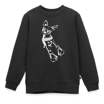 Boxer Chihuahua Hund sucht nach sparring Partner - Kinder Premium Organic Sweatshirt - Schwarz - Vorne - AI Model Kid Female (0cm)