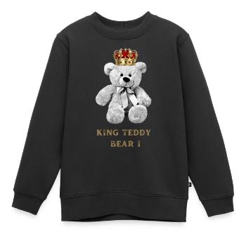 King Teddy Bear I - Kids Premium Organic Sweatshirt - black - Front - AI Model Kid Female (0cm)