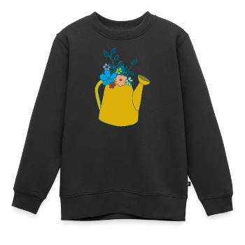 Arrosoir de couleur moutarde - Sweat Premium enfant bio - noir - Devant - AI Model Kid Female (0cm)