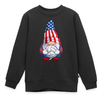 Volleyball Gnome 4th of July US Flag for Boys Kids - Kids Premium Organic Sweatshirt - black - Front - AI Model Kid Female (0cm)
