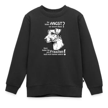 Angst vor Foxterrier? Frauchen - Kinder Premium Organic Sweatshirt - Schwarz - Vorne - AI Model Kid Female (0cm)