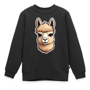 Color Funny Cute Baby Alpaca Llama Illustration - Kids Premium Organic Sweatshirt - black - Front - AI Model Kid Female (0cm)