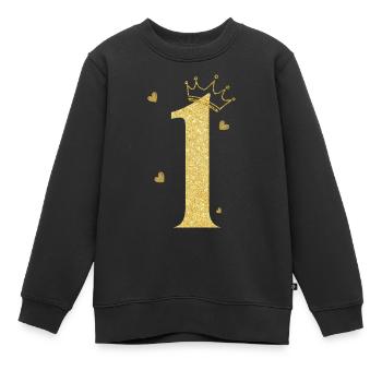 Goldene Krone zum 1. Jahrestag - Kinder Premium Organic Sweatshirt - Schwarz - Vorne - AI Model Kid Female (0cm)