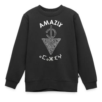 Fibule transparent - Sweat Premium enfant bio - noir - Devant - AI Model Kid Female (0cm)