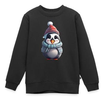 Festlicher Pinguin-Feiertag - Kinder Premium Organic Sweatshirt - Schwarz - Vorne - AI Model Kid Female (0cm)