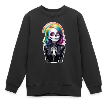 Halloween - Rock & Regenbogen - Kinder Premium Organic Sweatshirt - Schwarz - Vorne - AI Model Kid Female (0cm)