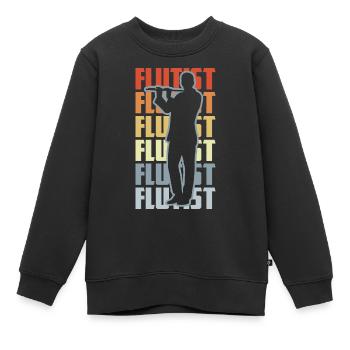 Retro Flötist - Kinder Premium Organic Sweatshirt - Schwarz - Vorne - AI Model Kid Female (0cm)