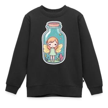 Jolie fée avec des ailes dans un bocal - Sweat Premium enfant bio - noir - Devant - AI Model Kid Female (0cm)
