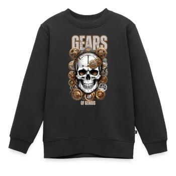 Skull Genius Zahnräder - Kinder Premium Organic Sweatshirt - Schwarz - Vorne - AI Model Kid Female (0cm)