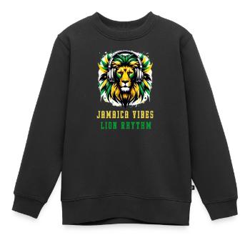 Jamaica lion reggae design - Kids Premium Organic Sweatshirt - black - Front - AI Model Kid Female (0cm)