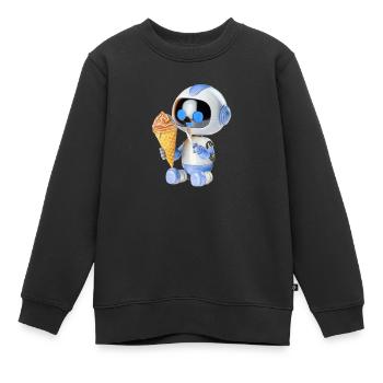 Crème glacée robot - Sweat Premium enfant bio - noir - Devant - AI Model Kid Female (0cm)