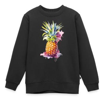 ananas - Sweat Premium enfant bio - noir - Devant - AI Model Kid Female (0cm)