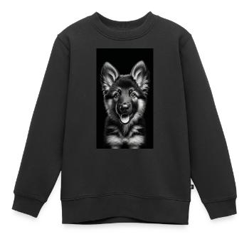 Deutscher Schäferhundwelpe - German Shepherd Puppy - Kinder Premium Organic Sweatshirt - Schwarz - Vorne - AI Model Kid Female (0cm)