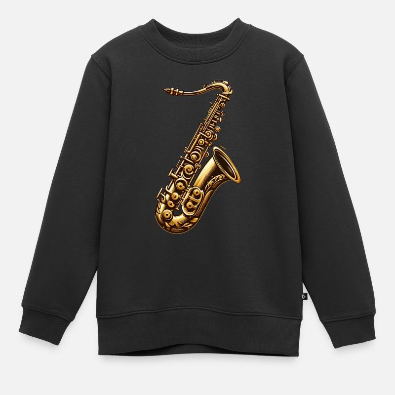 Saxophone - Sweat Premium enfant bio - noir