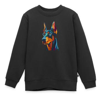 Dobermann Hundekopf - Kinder Premium Organic Sweatshirt - Schwarz - Vorne - AI Model Kid Female (0cm)