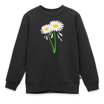 Fleur décorative sur tige verte - Sweat Premium enfant bio - noir - Devant - AI Model Kid Female (0cm)
