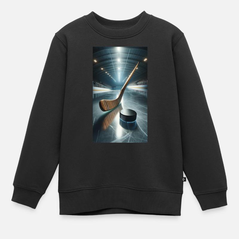 Eishockey, Puck und Schläger - Kinder Premium Organic Sweatshirt - Schwarz