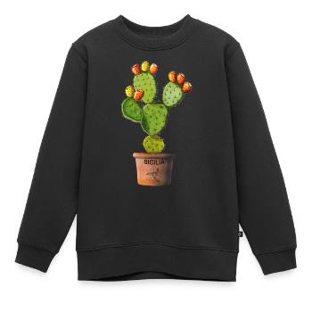 Sizilien Kaktusfeige in Töpfen - Kinder Premium Organic Sweatshirt - Schwarz - Vorne - AI Model Kid Female (0cm)