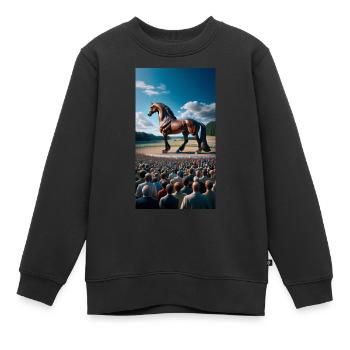 Trotting horse - Kids Premium Organic Sweatshirt - black - Front - AI Model Kid Female (0cm)