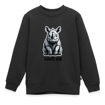 Enregistrer les rihnos - Sweat Premium enfant bio - noir - Devant - AI Model Kid Female (0cm)