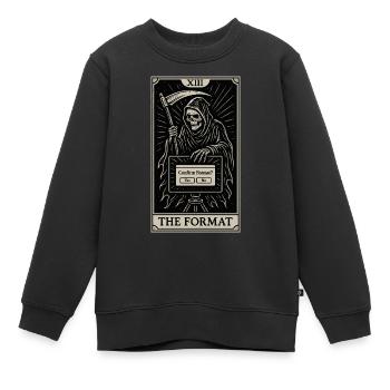 Datahoarding Tarot: Tod des Formats - Kinder Premium Organic Sweatshirt - Schwarz - Vorne - AI Model Kid Female (0cm)