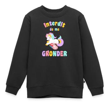 Interdit de me Gronder Humour Rentrée Scolaire - Sweat Premium enfant bio - noir - Devant - AI Model Kid Female (0cm)